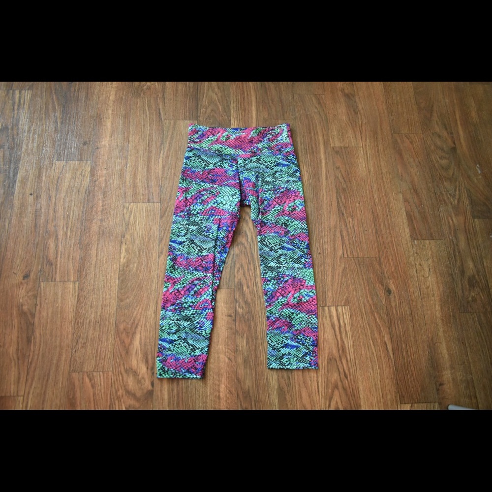 Onzie Multi-colored Snake Print Crop Leggings